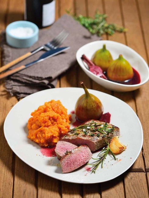 Valentinstags Rezept: Lammlachse mit Rotweinfeigen und Süßkartoffelpüree -2/3